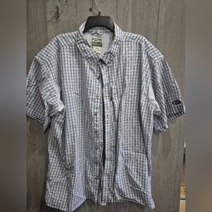 Drake Waterfowl Vented Back Men's Shirt  Blue & White Button Up (Size 2X)